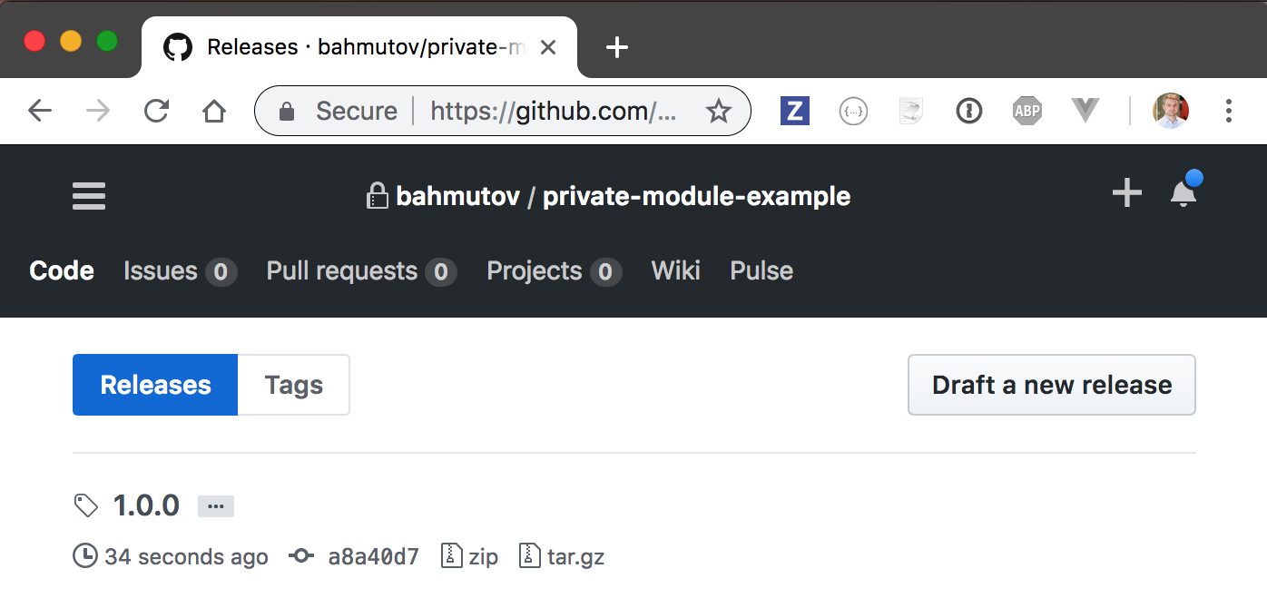 npm install from github version