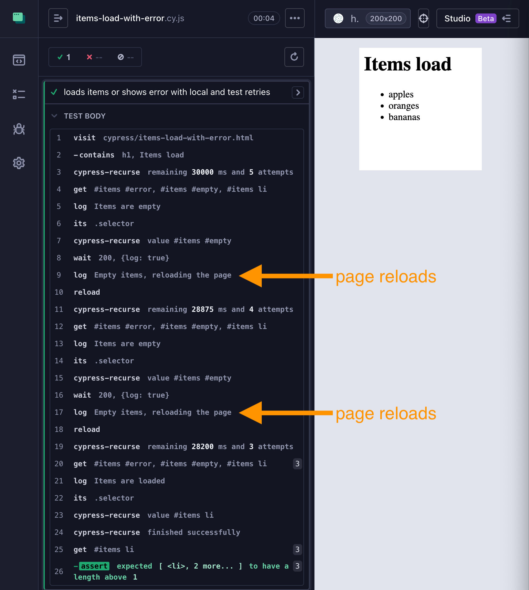 Retrying parts of the test locally